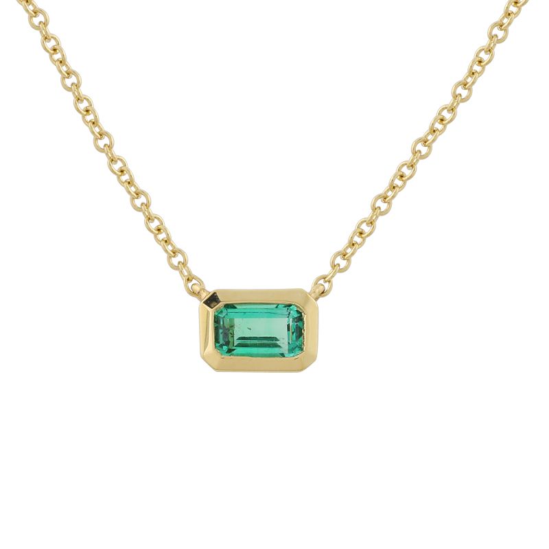 Yellow gold clearance emerald necklace