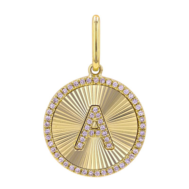 14k Yellow Gold Diamond Initial Pendant