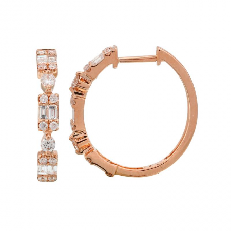 14K Rose Gold Round + Baguette Cluster Hoop Earrings – Maurice's