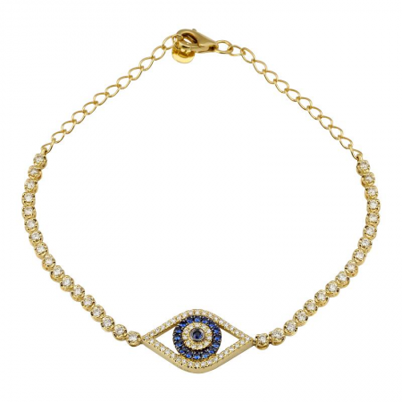 Solid gold online evil eye bracelet