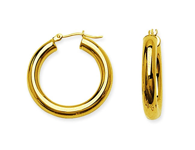 Polished Tube Hoop Earrings in 14K Gold - Yellow Gold