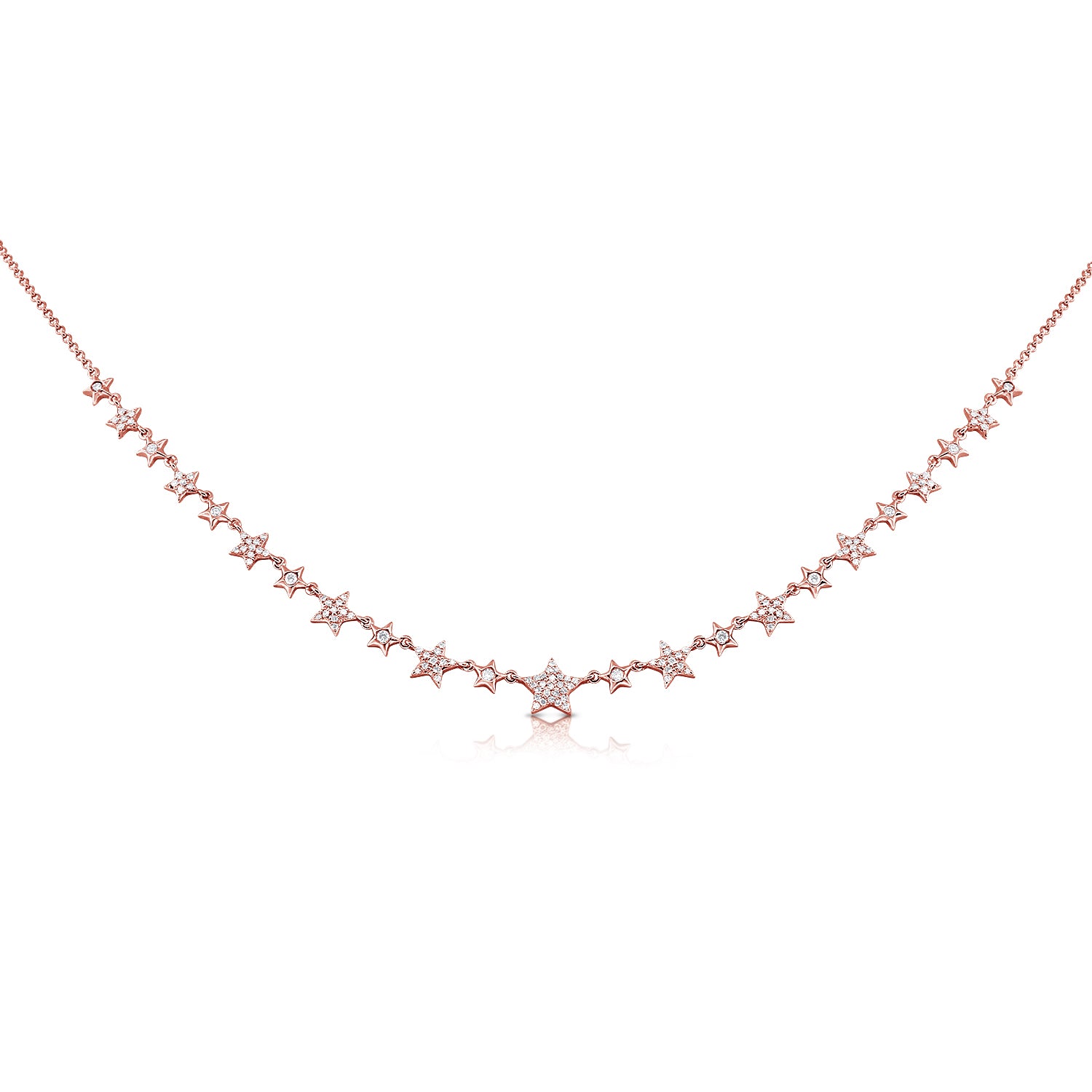 Diamond Star Necklace in 14k Rose Gold