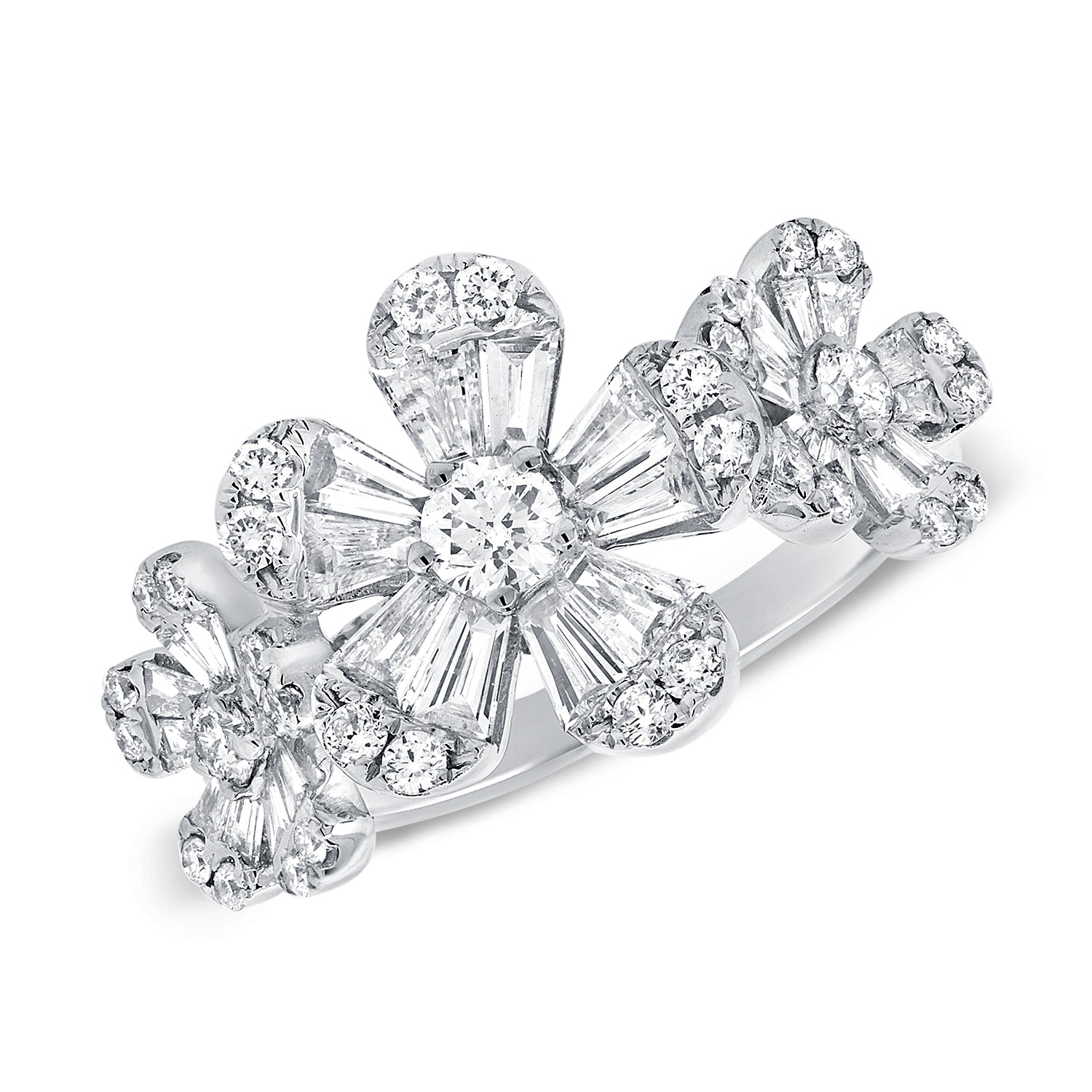 Gold, White Gold and Diamond B Blossom Ring