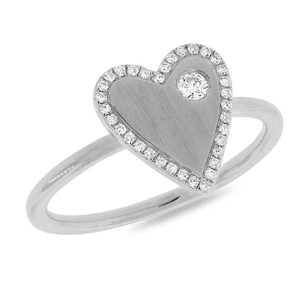 14K White Gold Diamond Heart Ring