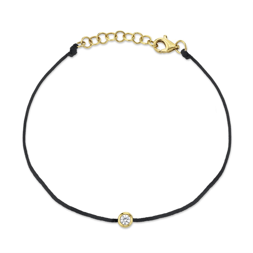 14K Gold String Bracelet with Diamond Bezel