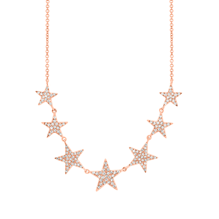 Diamond Star Necklace in 14k Rose Gold