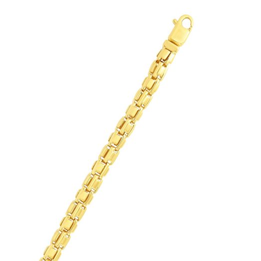 14K Gold Rounded Box Link Chain Bracelet