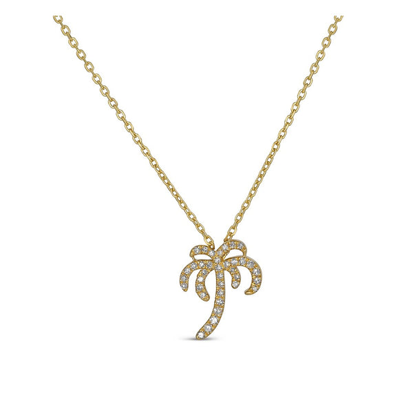 14K Yellow Gold Diamond Petite Palm Tree Necklace – Maurice's Jewelers