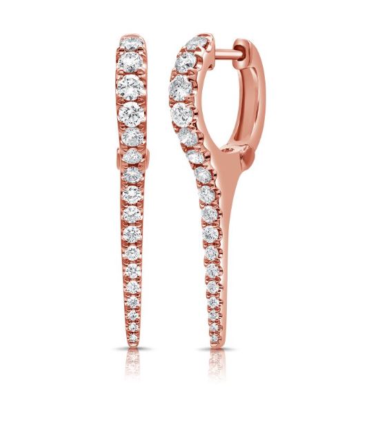 14k Rose Gold Diamond Dagger Earrings