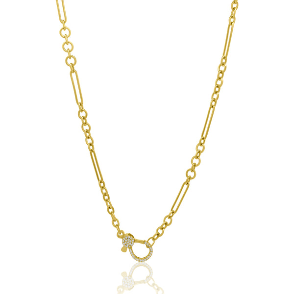 14K YELLOW DIAMOND LOBSTER CLASP NECKLACE