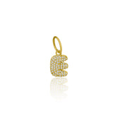 14K YELLOW DIAMOND BUBBLE INITIAL CHARM/ PENDANT