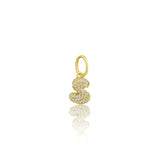 14K YELLOW DIAMOND BUBBLE INITIAL CHARM/ PENDANT