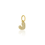 14K YELLOW DIAMOND BUBBLE INITIAL CHARM/ PENDANT