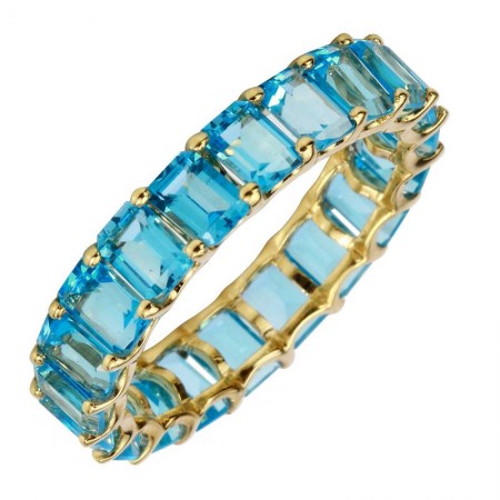 Yellow 14K 5.11Ct Blue Topaz Eternity Band-Rings-Maurice's Jewelers-