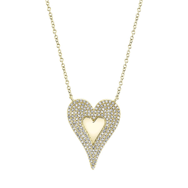 14K Yellow Gold Diamond Large Heart Polished Necklace-Necklaces-Maurice's Jewelers-YELLOW GOLD-