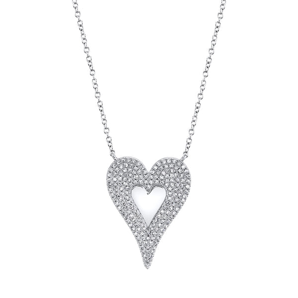 14K Yellow Gold Diamond Large Heart Polished Necklace-Necklaces-Maurice's Jewelers-WHITE GOLD-