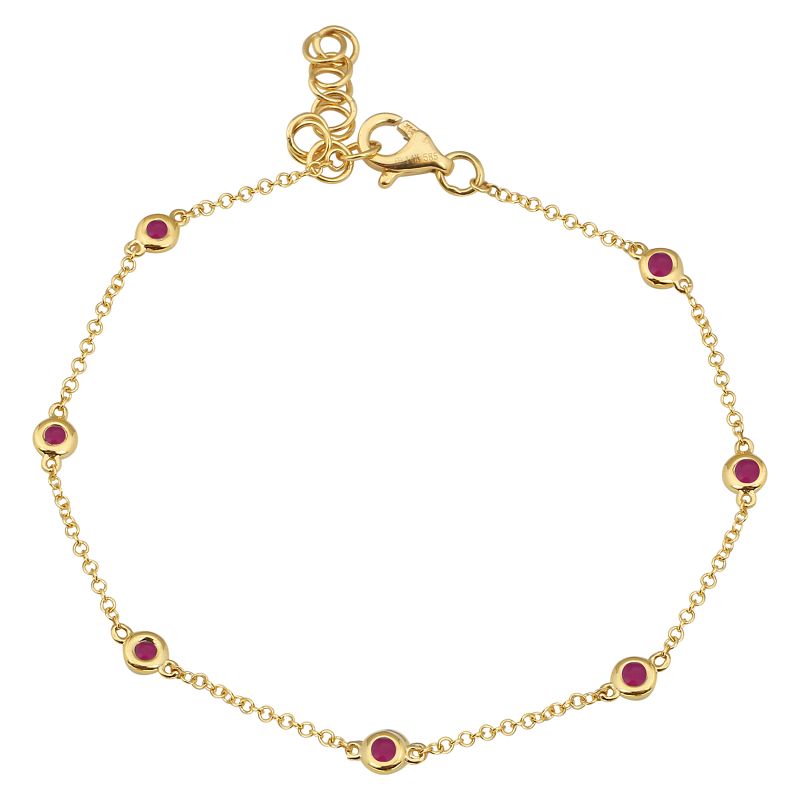 14k Yellow Gold Ruby Gemstone Diamond by the Yard Bracelet – Maurice's ...