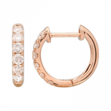 14K Rose Gold Diamond Huggie Earrings-Earrings-Maurice's Jewelers-ROSE GOLD-