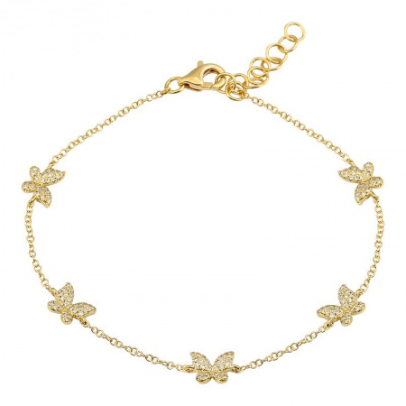 14k Yellow Gold Butterfly Diamond Bracelet-Bracelets-Maurice's Jewelers-