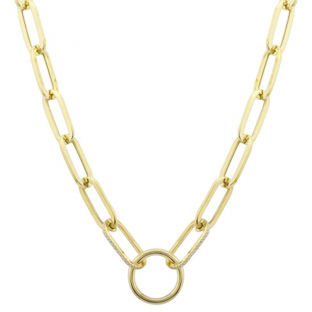 14k Yellow Gold Diamond Paler Clip Link Necklace-Necklaces-Maurice's Jewelers-