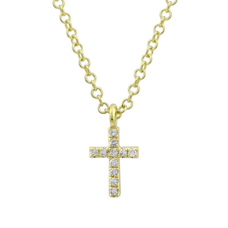 14k Yellow Gold Diamond Mini Cross Necklace – Maurice's Jewelers