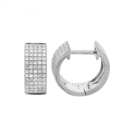 14k White Gold Diamond Huggie Earrings-Earrings-Maurice's Jewelers-