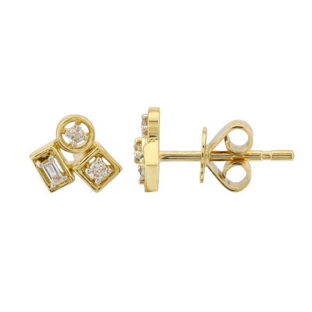 14k Yellow Gold Diamond Stud Earrings-Earrings-Maurice's Jewelers-