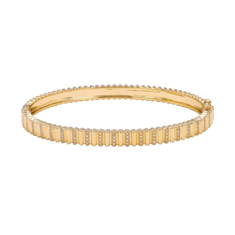 14K Yellow Gold Diamond Pleated Bangle – Maurice's Jewelers