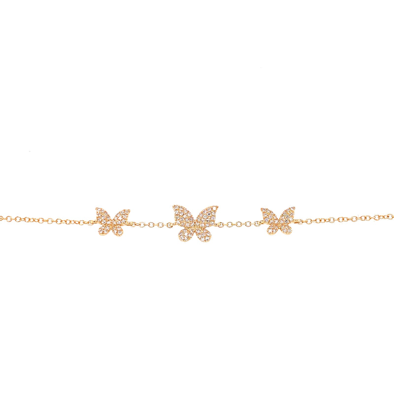 White Gold Multi Diamond Butterfly Flower Bracelet