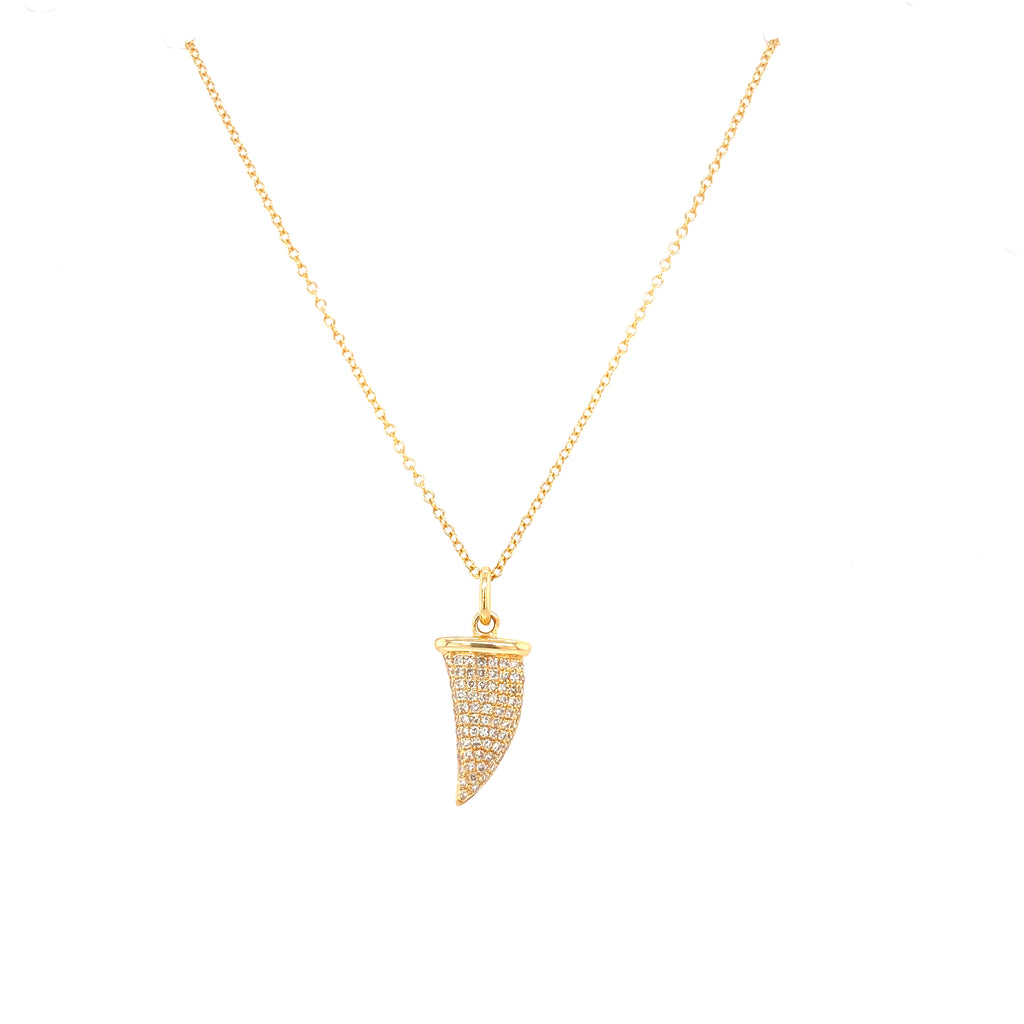 14K Yellow Gold Diamond Italian Horn Necklace-Necklaces-majolie-