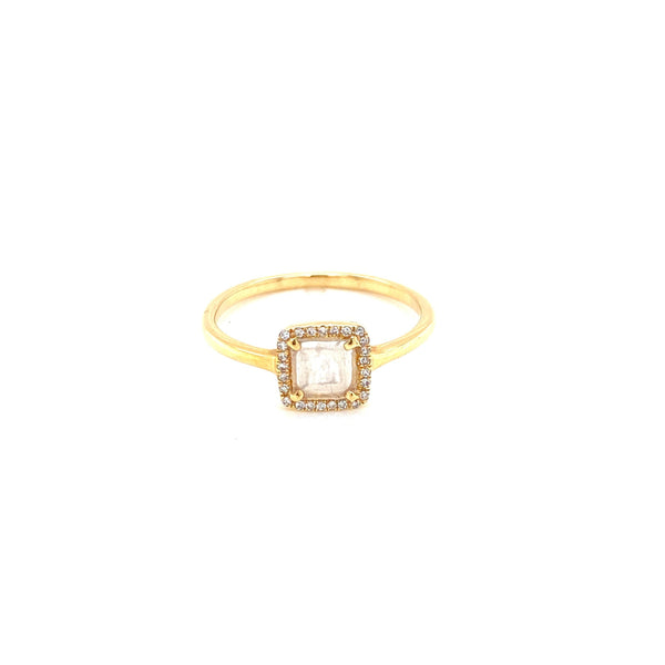 14K Yellow Gold Diamond + Square Moonstone Ring-Rings-majolie-