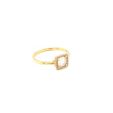 14K Yellow Gold Diamond + Square Moonstone Ring-Rings-majolie-