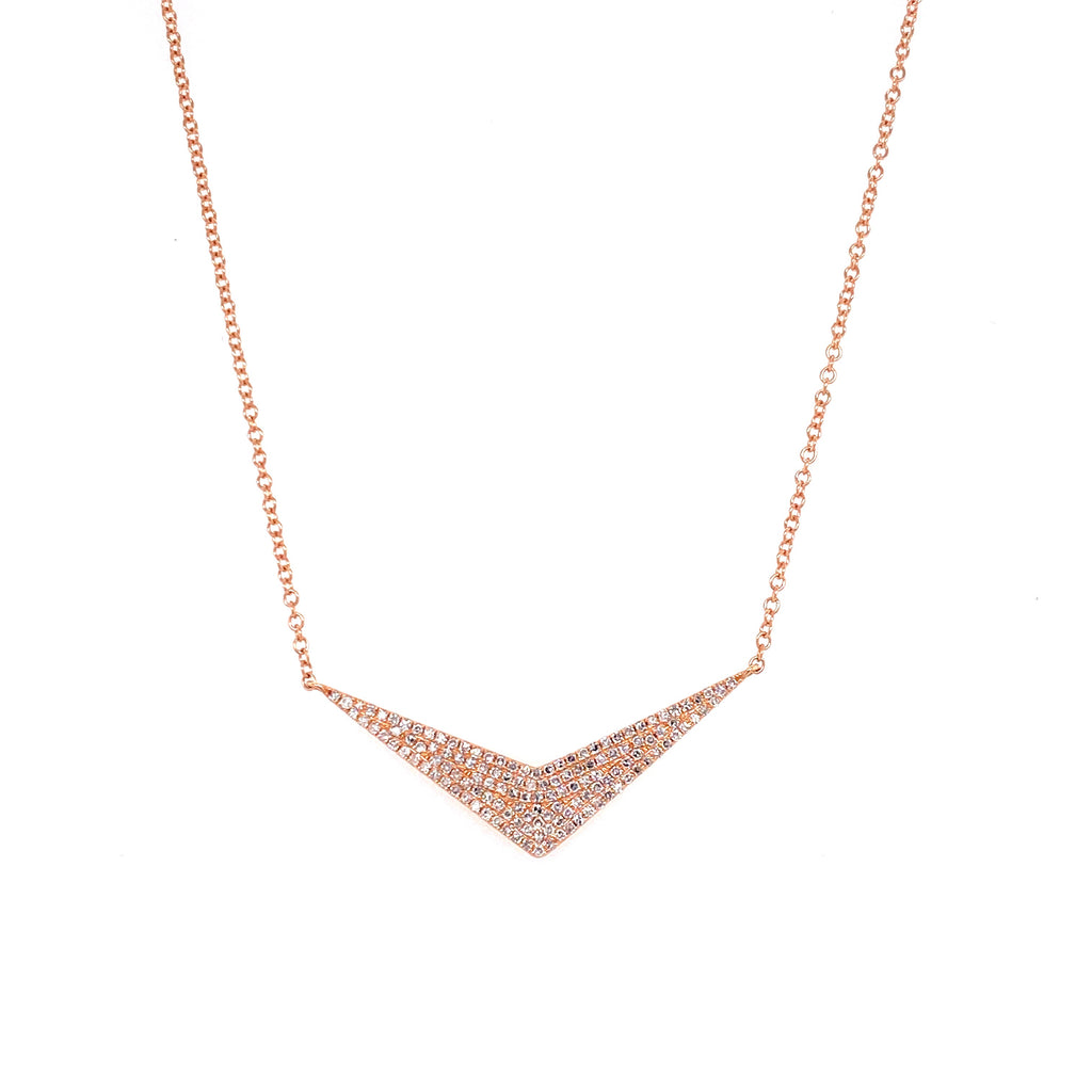 14K Rose Gold Diamond Pave Chevron Pendant-Necklaces-Maurice's Jewelers-