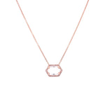 14K White Gold Diamond + White Topaz Hexagon Necklace-Necklaces-majolie-ROSE GOLD-