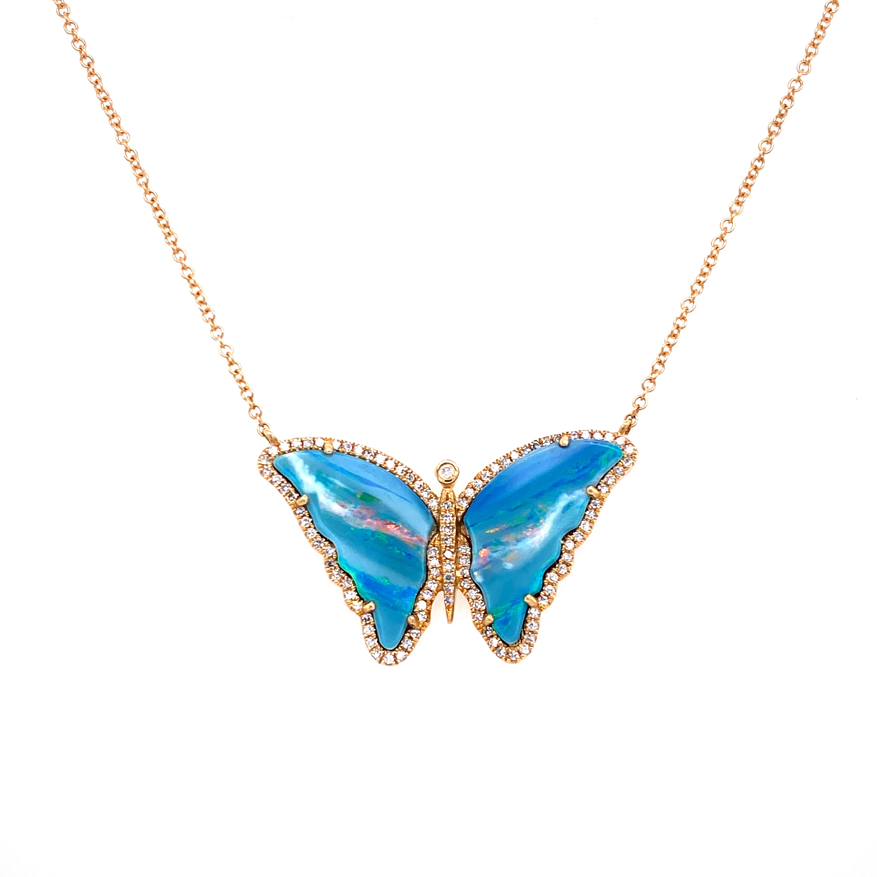 14k Yellow Gold Diamond + Opal Butterfly Necklace – Maurice's Jewelers