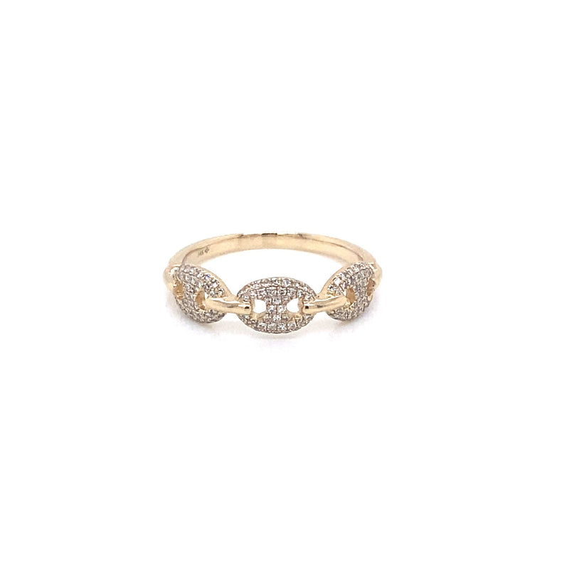 14K Yellow Gold Round Diamond Puff Link Ring-Rings-majolie-YELLOW GOLD-