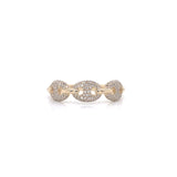 14K Yellow Gold Round Diamond Puff Link Ring-Rings-majolie-