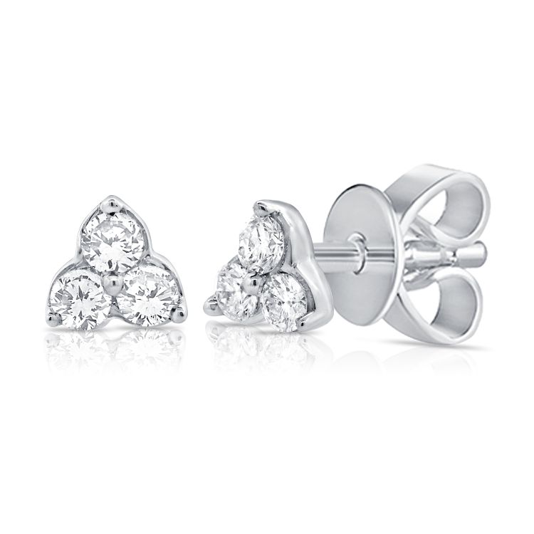 14K White Gold Diamond Trio Stud Earrings-earrings-Maurice's Jewelers-