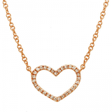 14K YELLOW GOLD DIAMOND OPEN HEART NECKLACE-Necklaces-Maurice's Jewelers-ROSE GOLD-