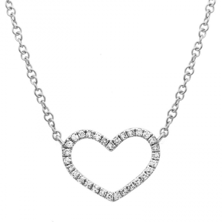 14K YELLOW GOLD DIAMOND OPEN HEART NECKLACE-Necklaces-Maurice's Jewelers-WHITE GOLD-