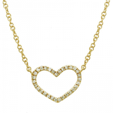 14K YELLOW GOLD DIAMOND OPEN HEART NECKLACE-Necklaces-Maurice's Jewelers-YELLOW GOLD-