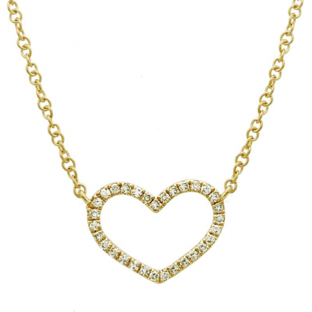 14K YELLOW GOLD DIAMOND OPEN HEART NECKLACE-Necklaces-Maurice's Jewelers-YELLOW GOLD-