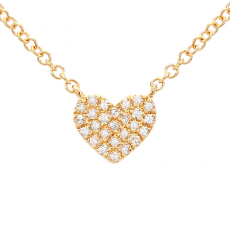 14K Yellow Gold Diamond Pave Heart Necklace-Necklaces-superbell-