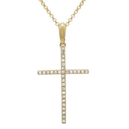 14K Yellow Gold Large Diamond Cross Necklace – Maurice's Jewelers