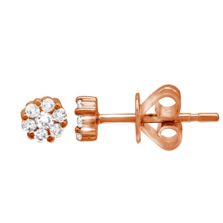 14K Yellow Gold Diamond Mini Flower Cluster Earrings-Earrings-Maurice's Jewelers-ROSE GOLD-