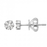 14K Yellow Gold Diamond Mini Flower Cluster Earrings-Earrings-Maurice's Jewelers-WHITE GOLD-