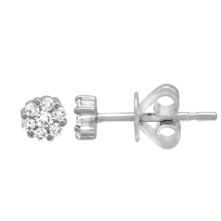 14K Yellow Gold Diamond Mini Flower Cluster Earrings-Earrings-Maurice's Jewelers-WHITE GOLD-