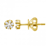 14K Yellow Gold Diamond Mini Flower Cluster Earrings-Earrings-Maurice's Jewelers-YELLOW GOLD-