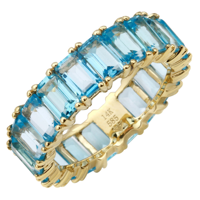 14K yellow Gold Emerald Cut Blue Topaz Ring (Large) – Maurice's Jewelers