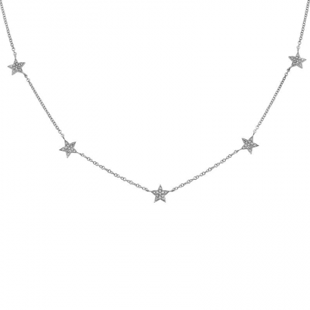 14K Yellow Gold Diamond Stars Necklace-Necklaces-Maurice's Jewelers-WHITE GOLD-